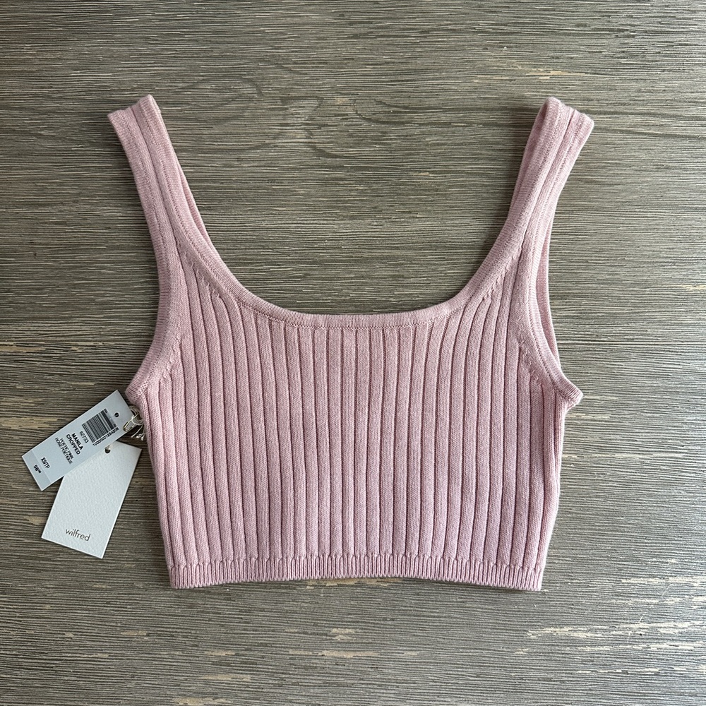 Aritzia/Wilfred light pink Ribbed Tank Top